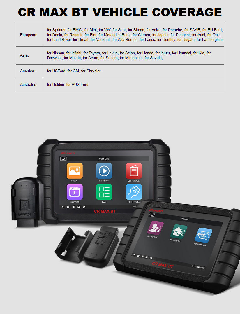 iCarsoft CR Max BT All Makes/All Systems Pro Scan Tool