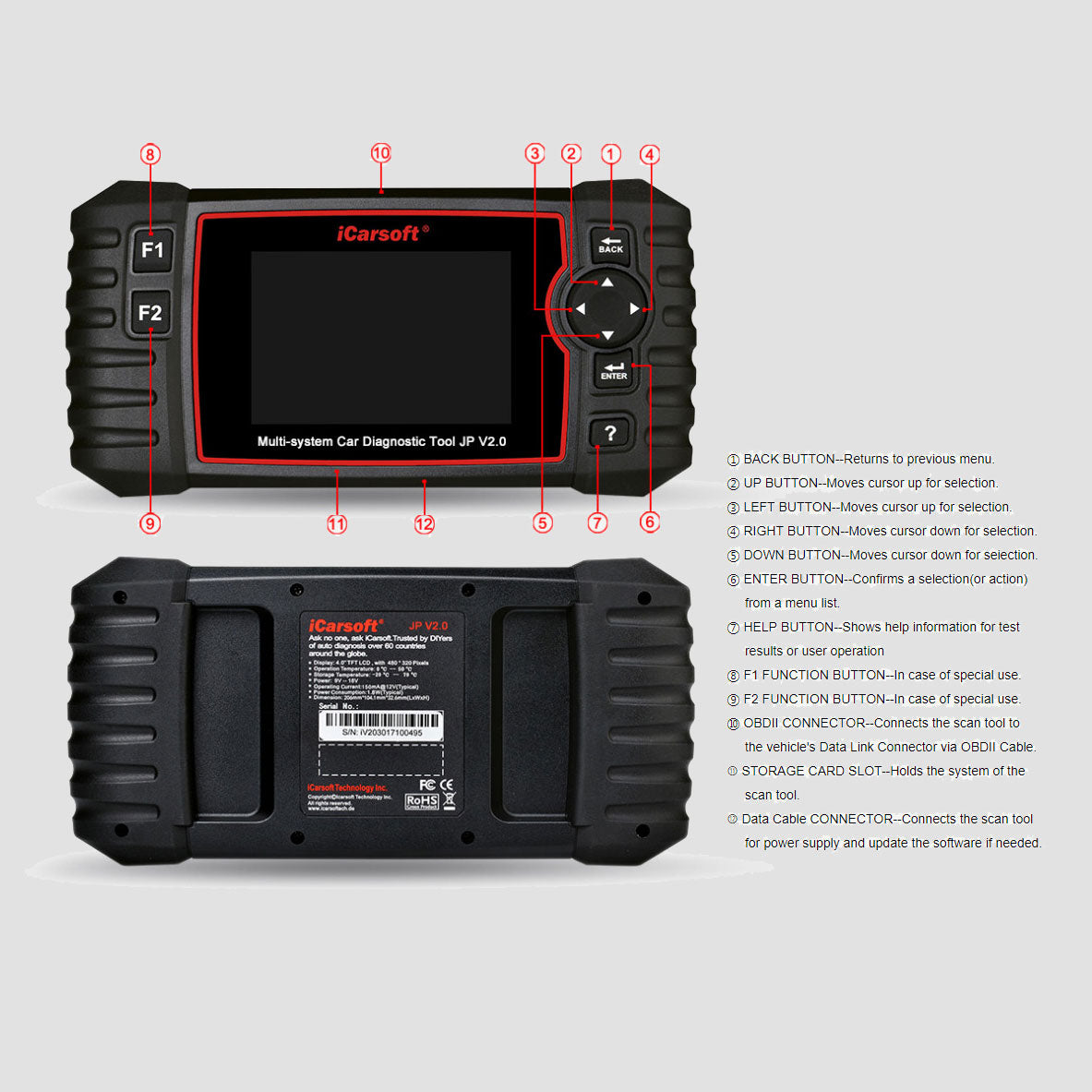 iCarsoft JP v2.0 Japanese Vehicle Scan Tool