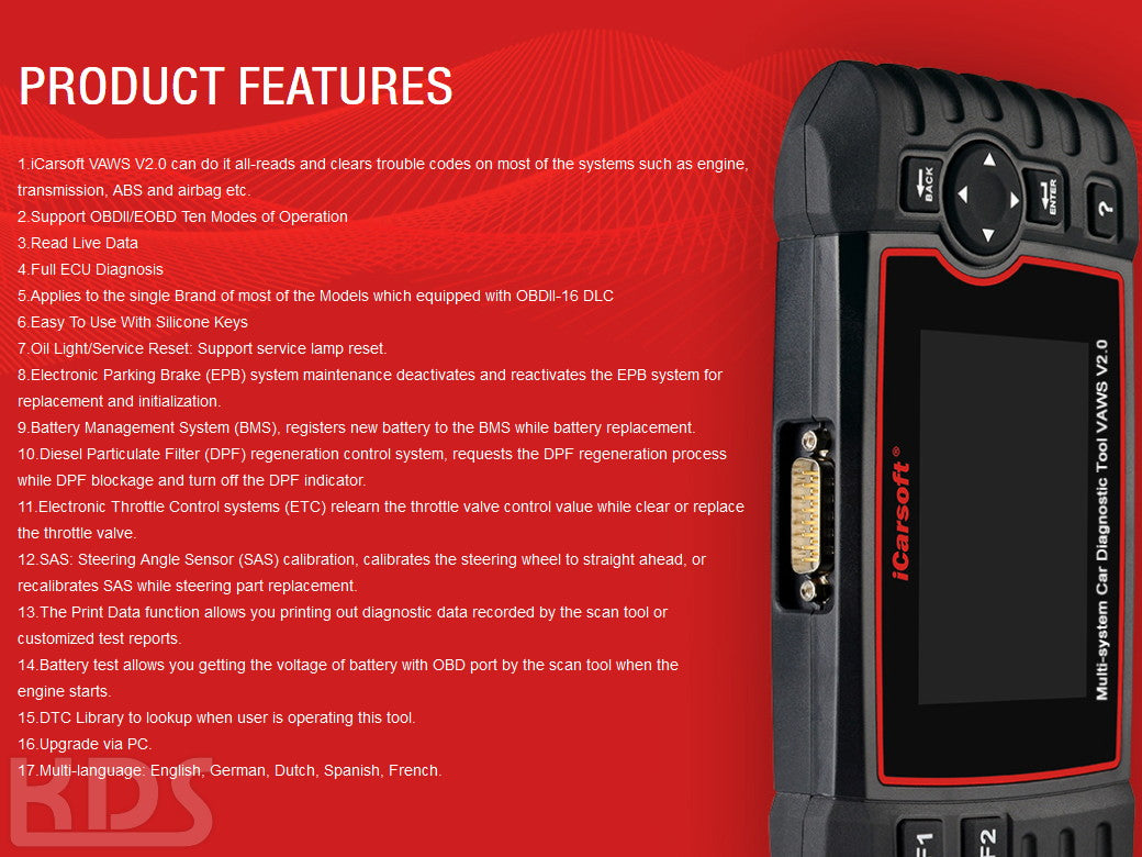 iCarsoft VAWS v2.0 Audi/VW/Seat/Skoda Scan Tool